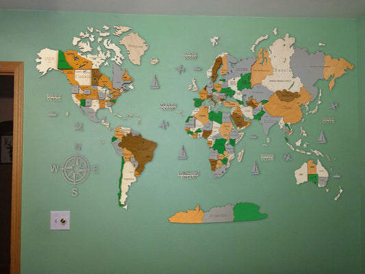 3 examples for a Wooden Map on a colorful wall
