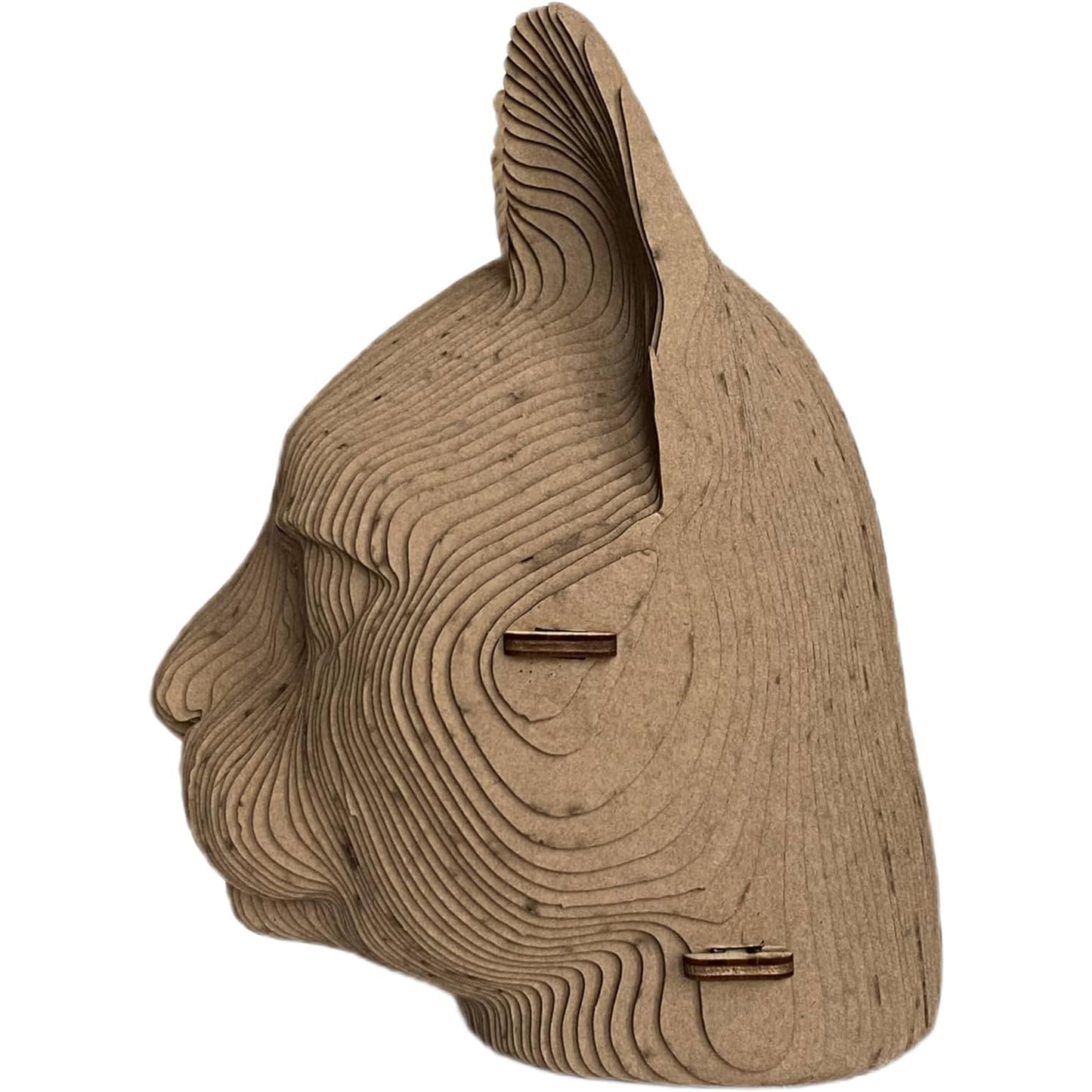 3D head sculpture made of corrugated cardboard - Cat