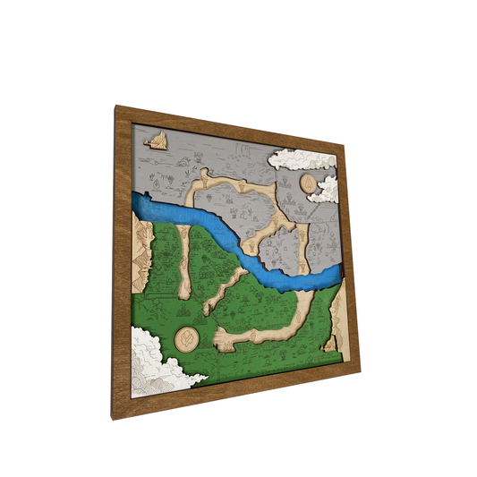 Wooden map for fans of Dota 2 game