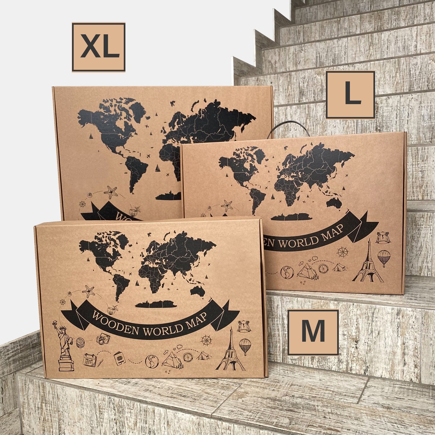 3D LED WOODEN WORLD MAP "COFFEE"