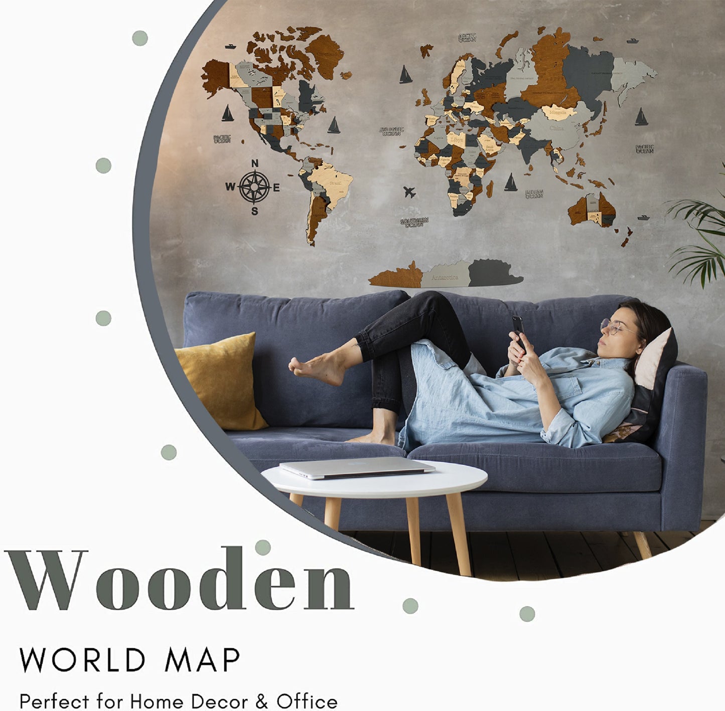 MAPPA DEL MONDO IN LEGNO 3D "CIELO"
