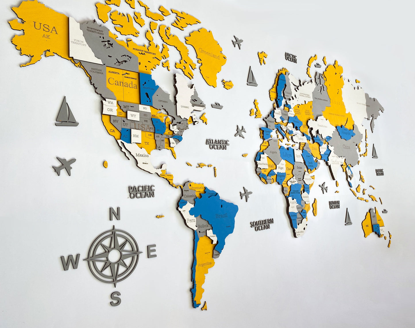 3D LED WOODEN WORLD MAP "BRAVE"