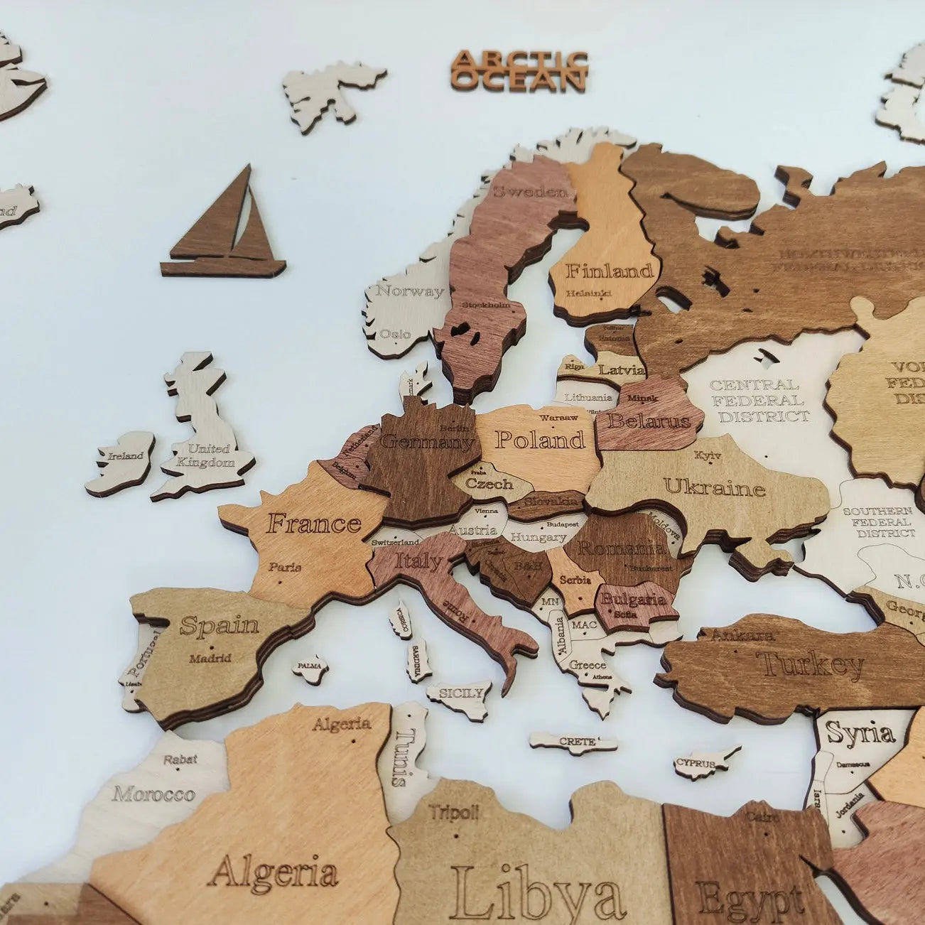 3D WOODEN WALL MAP COLOR “SANDY” WoodLeo