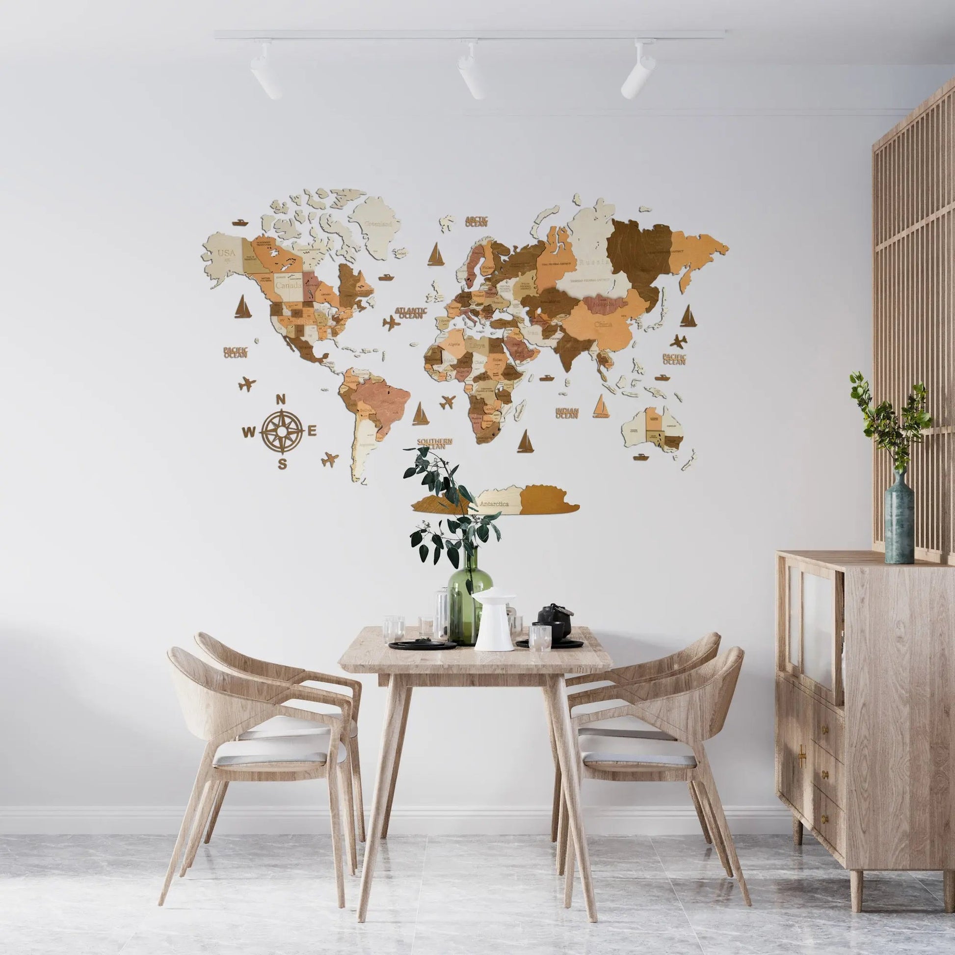 3D WOODEN WALL MAP COLOR “SANDY” WoodLeo