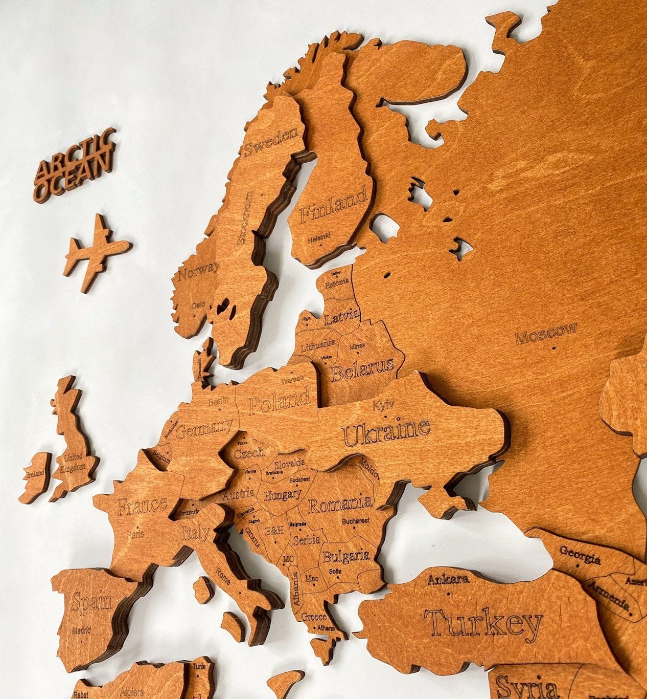 3D WOODEN WALL MAP IN OAK WoodLeo