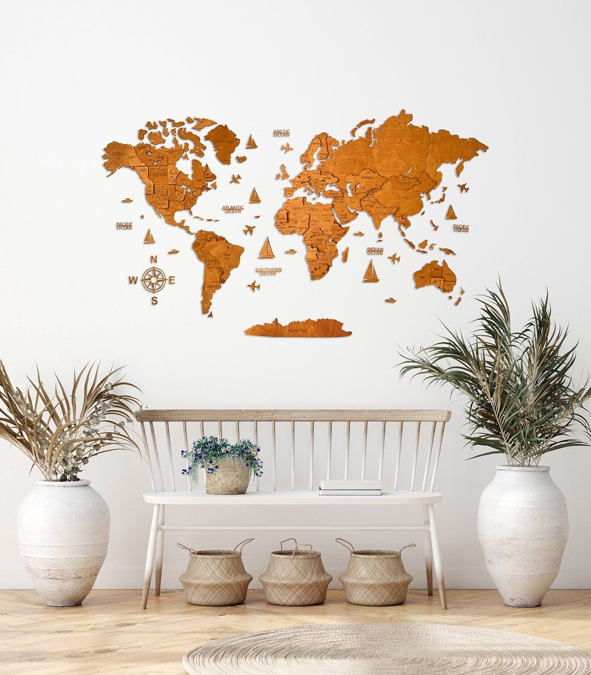 3D WOODEN WALL MAP IN OAK WoodLeo