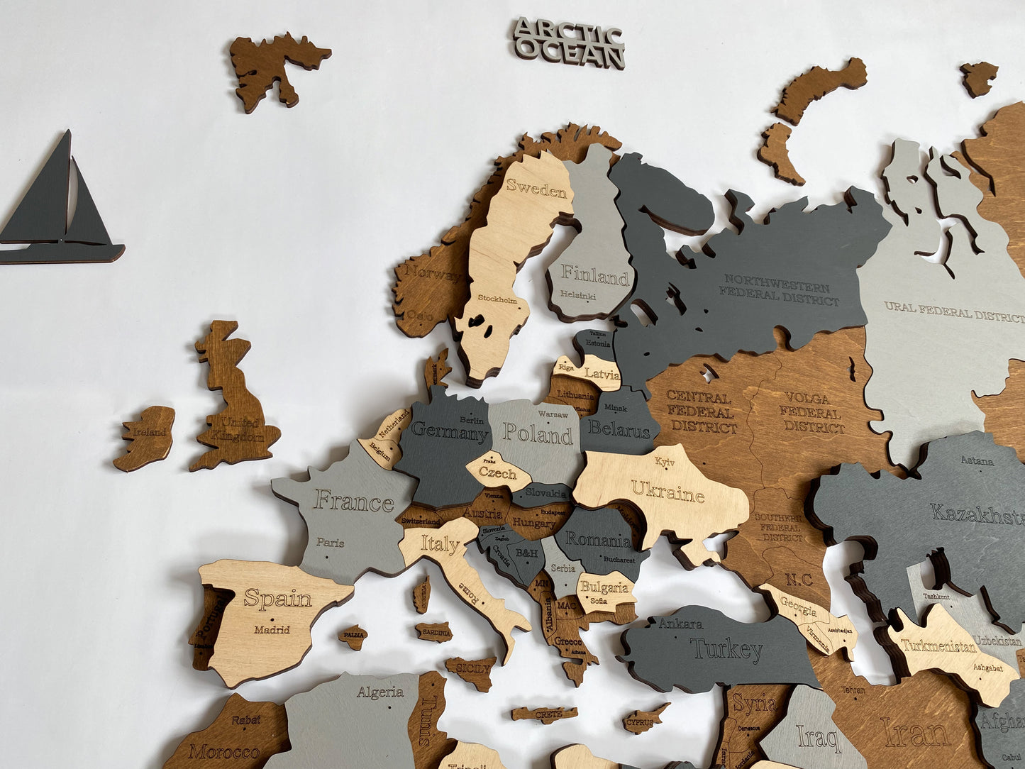 MAPPA DEL MONDO IN LEGNO 3D "CIELO"