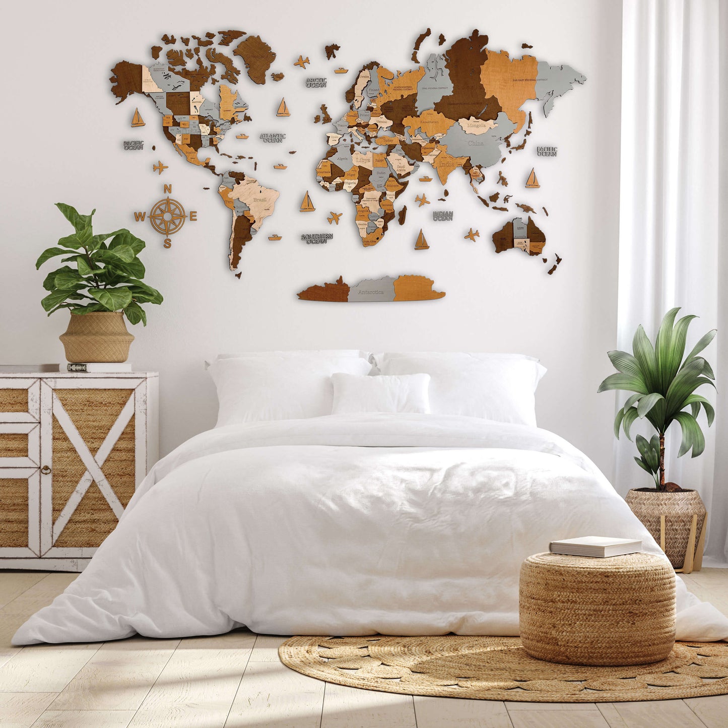 3D LED WOODEN WORLD MAP “SAHARA”