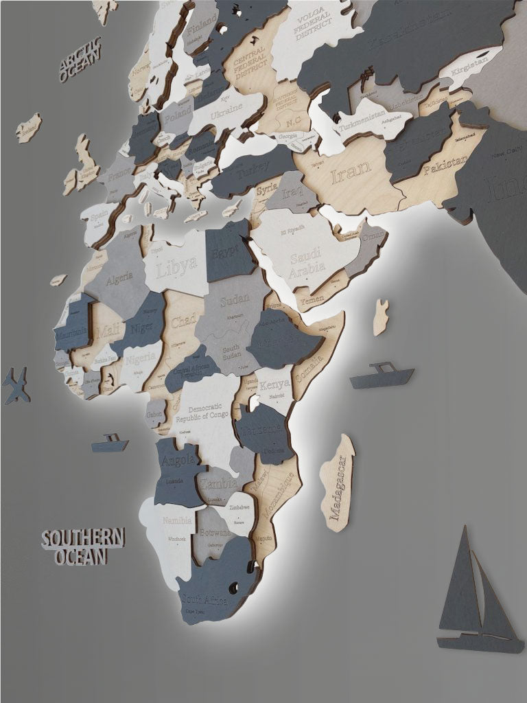 3D LED WOODEN WORLD MAP