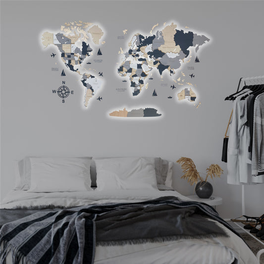 3D LED WOODEN WORLD MAP “ALASKA”