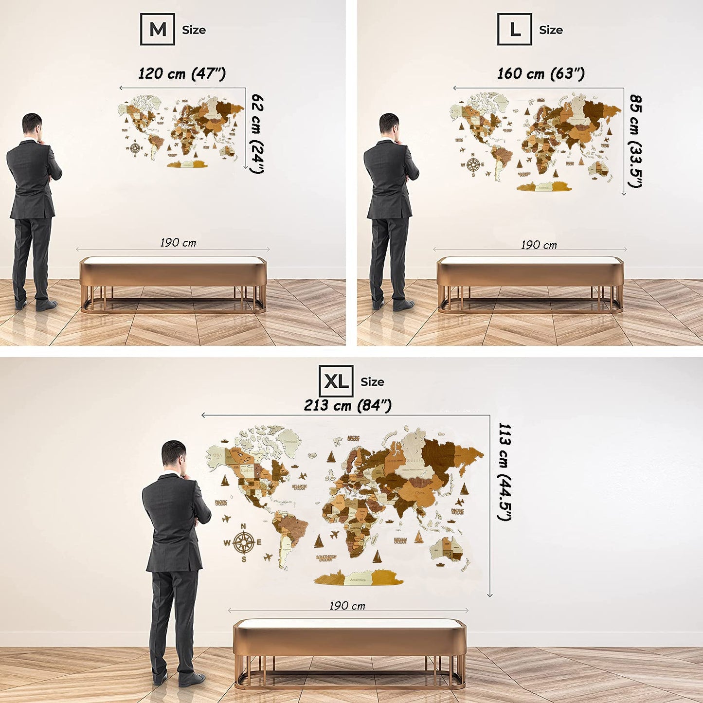 3D LED WOODEN WORLD MAP "CALIFORNIA"