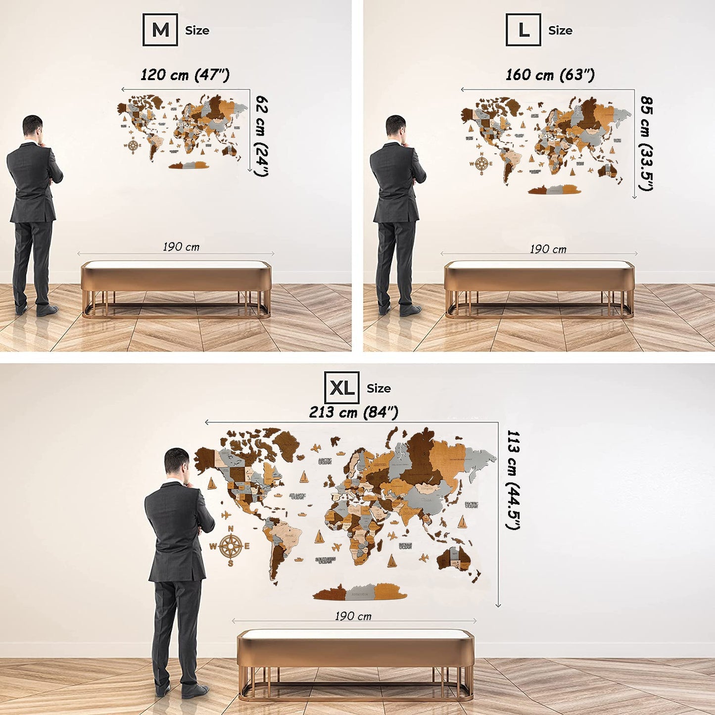 3D LED WOODEN WORLD MAP “SAHARA”