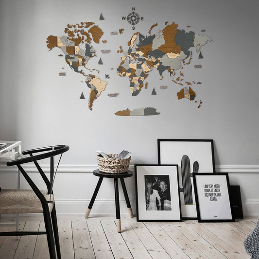 3D WOODEN WORLD MAP "SKY"