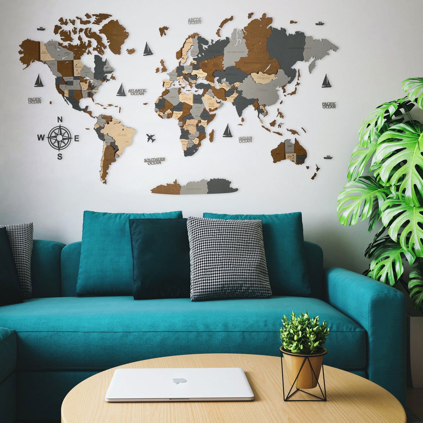 MAPPA DEL MONDO IN LEGNO 3D "CIELO"
