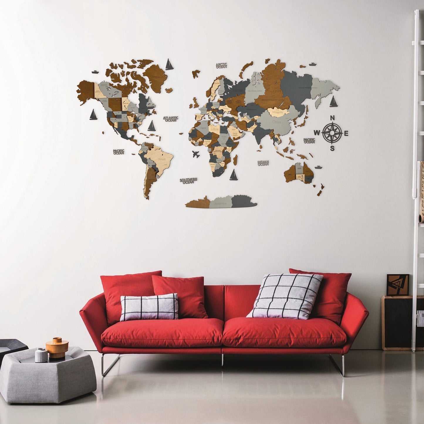 MAPPA DEL MONDO IN LEGNO 3D "CIELO"