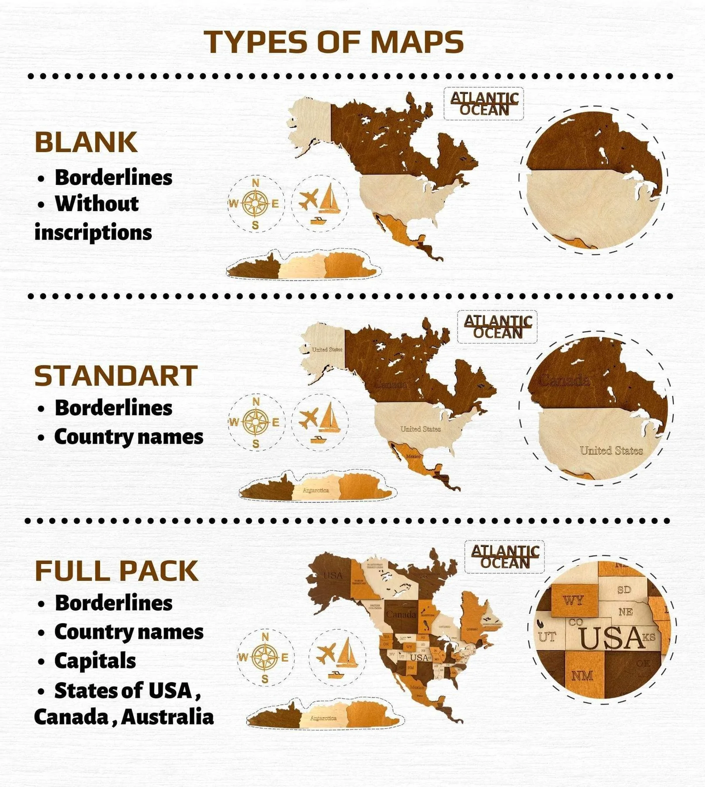 CARTE MURALE 3D EN BOIS « CALIFORNIE »