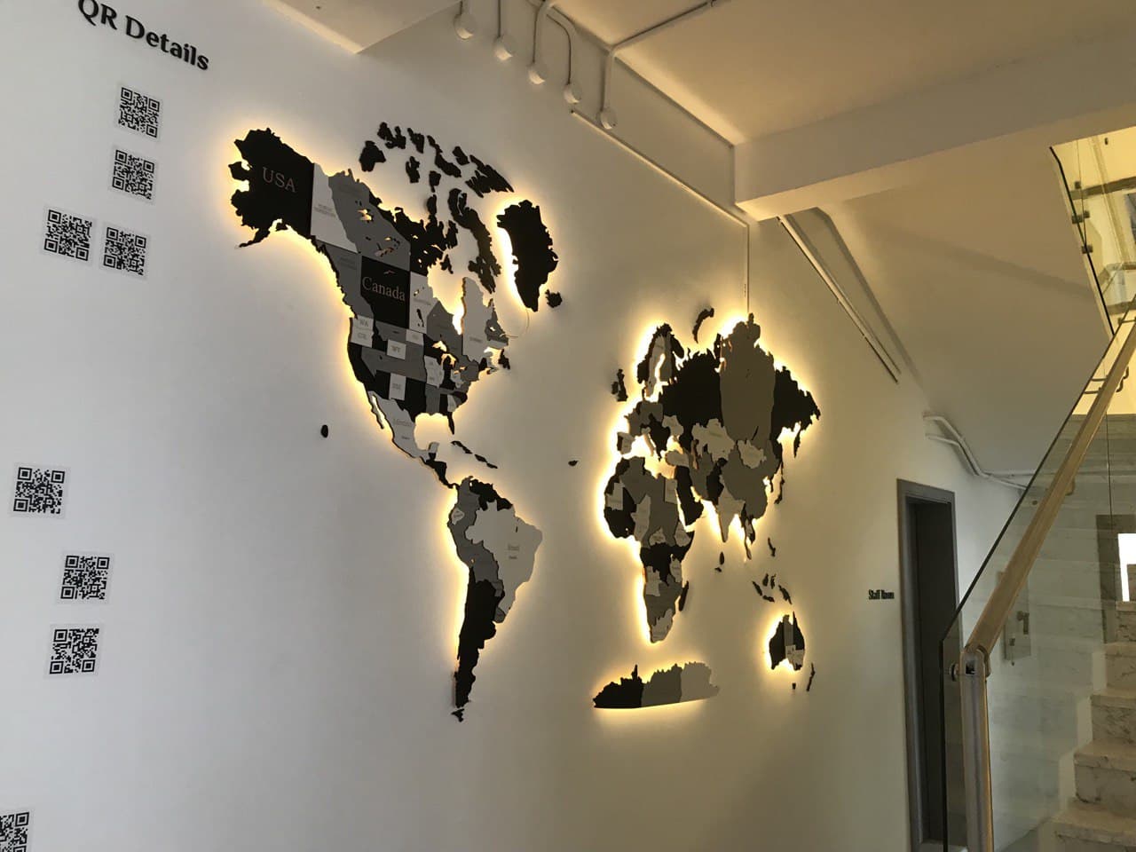 3D LED WOODEN WORLD MAP