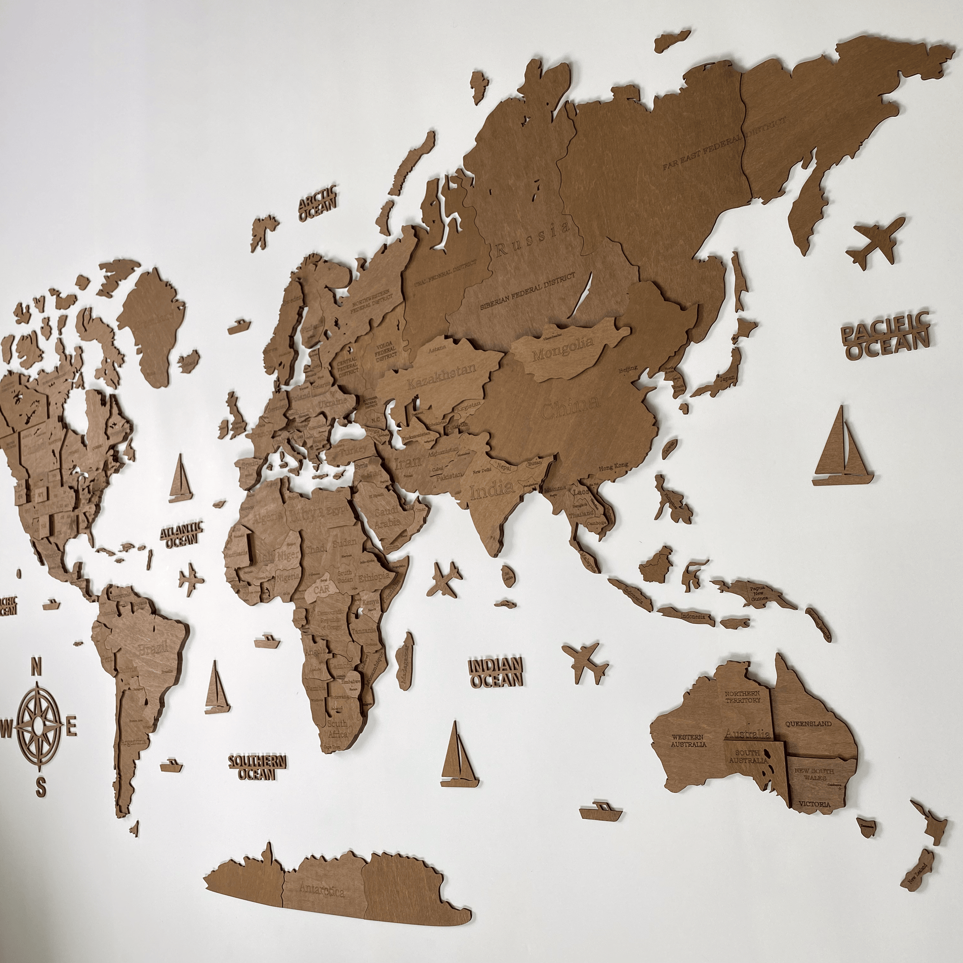 3D WOODEN WORLD MAP VENGE COLOR – WoodLeo
