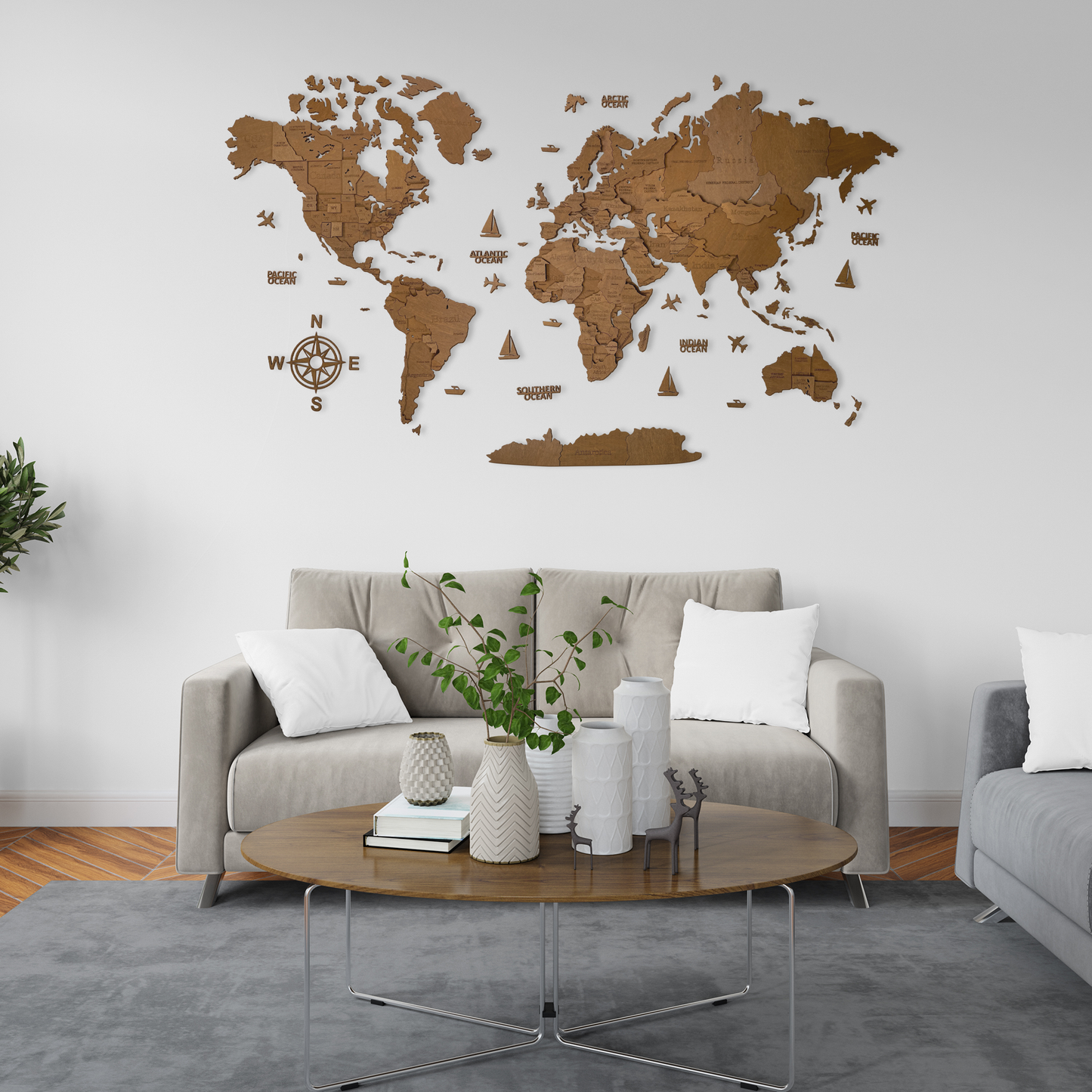 CARTE DU MONDE EN BOIS 3D "VENGE"