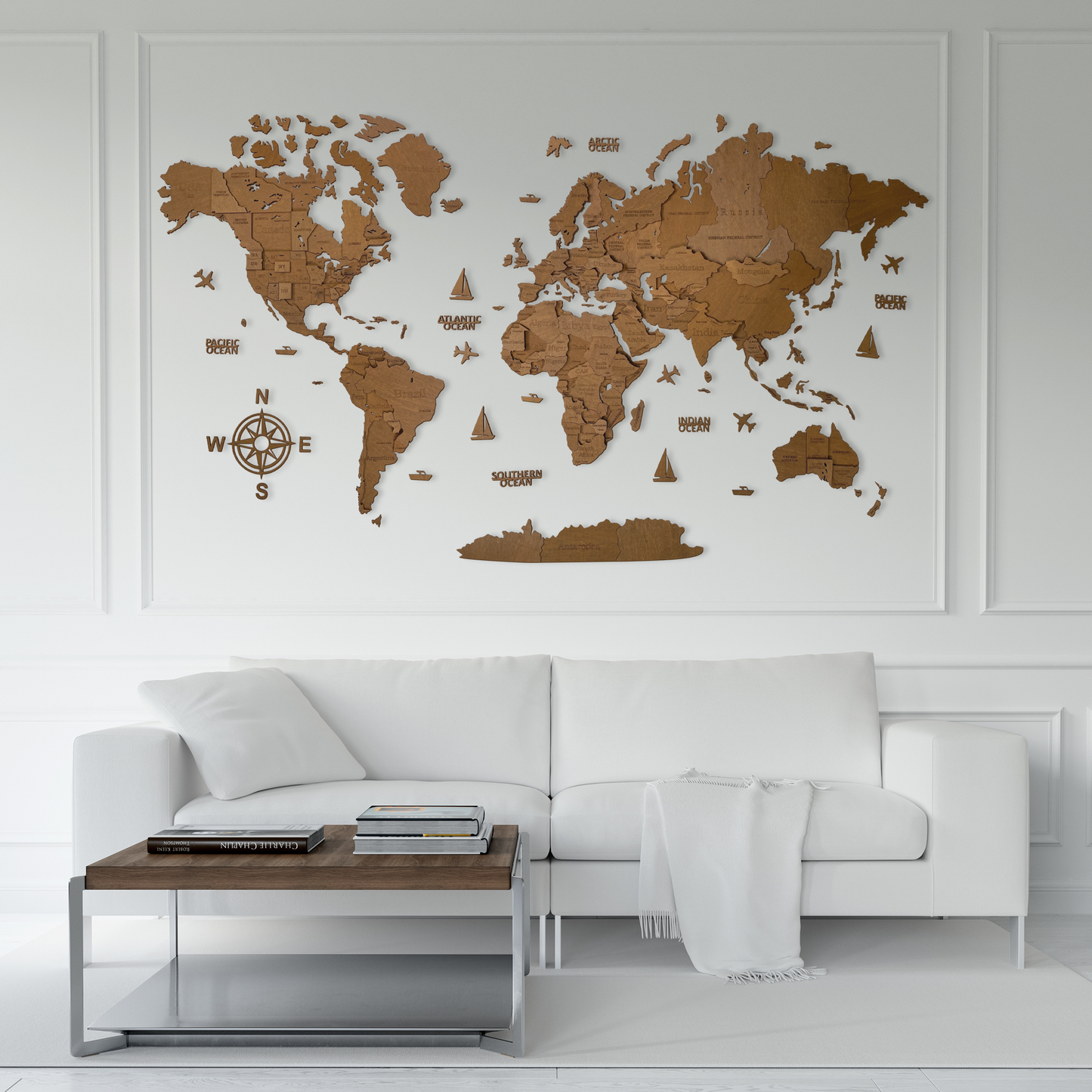 MAPPA DEL MONDO IN LEGNO 3D "VENGE"