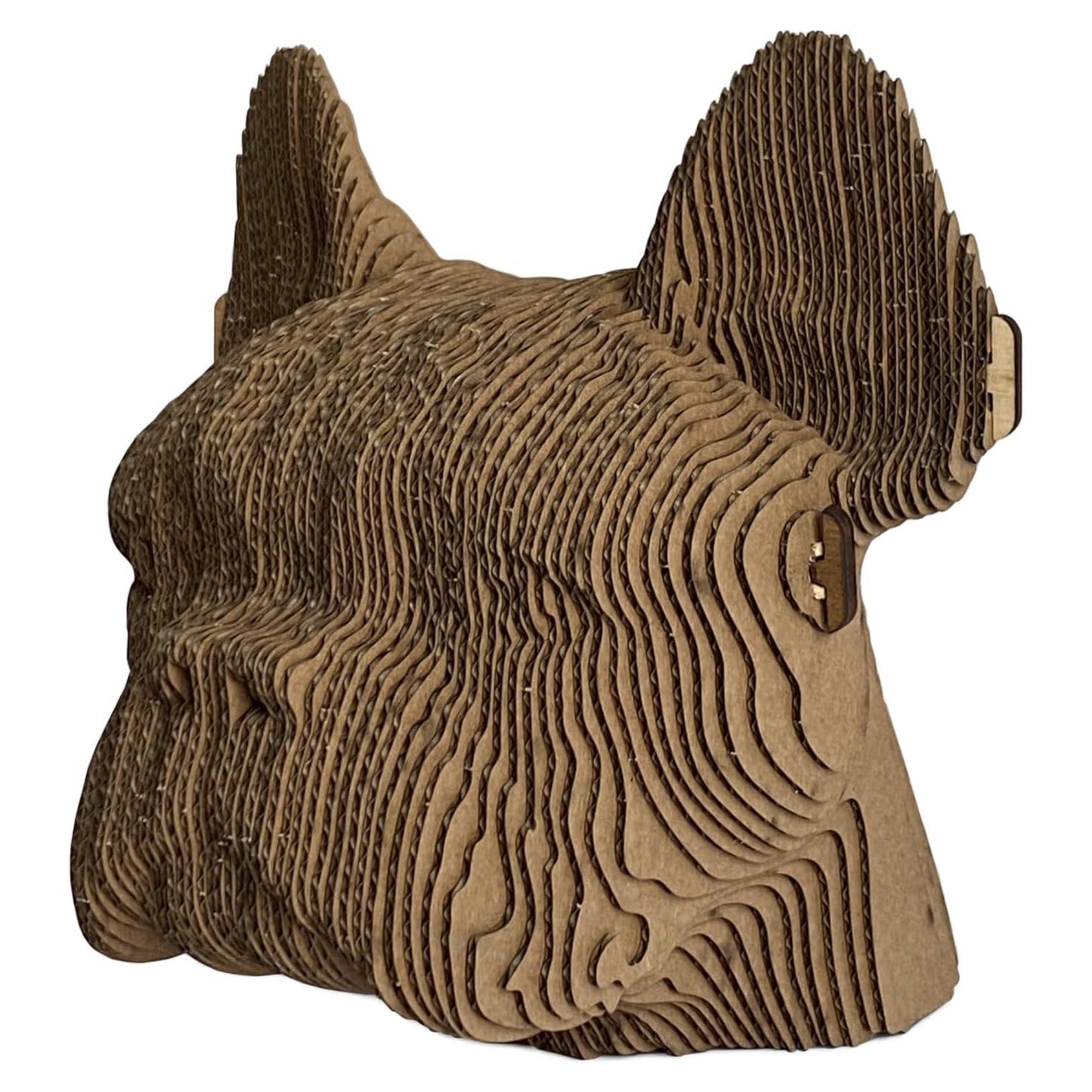 3D huvudskulptur gjord av wellpapp - Tjurhund