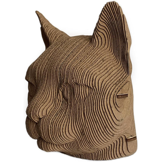 3D-huvudskulptur gjord av wellpapp - Katt