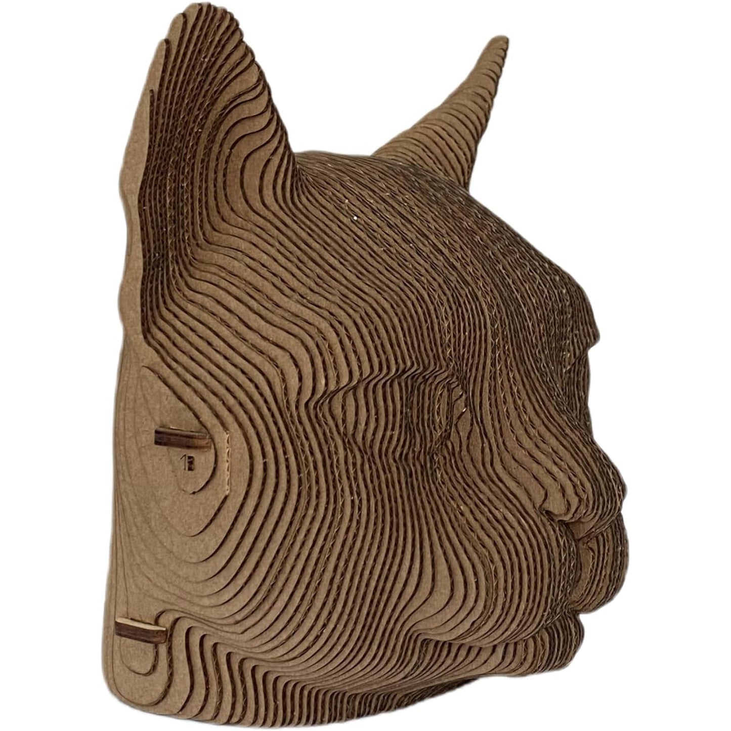 3D head sculpture made of corrugated cardboard - Cat