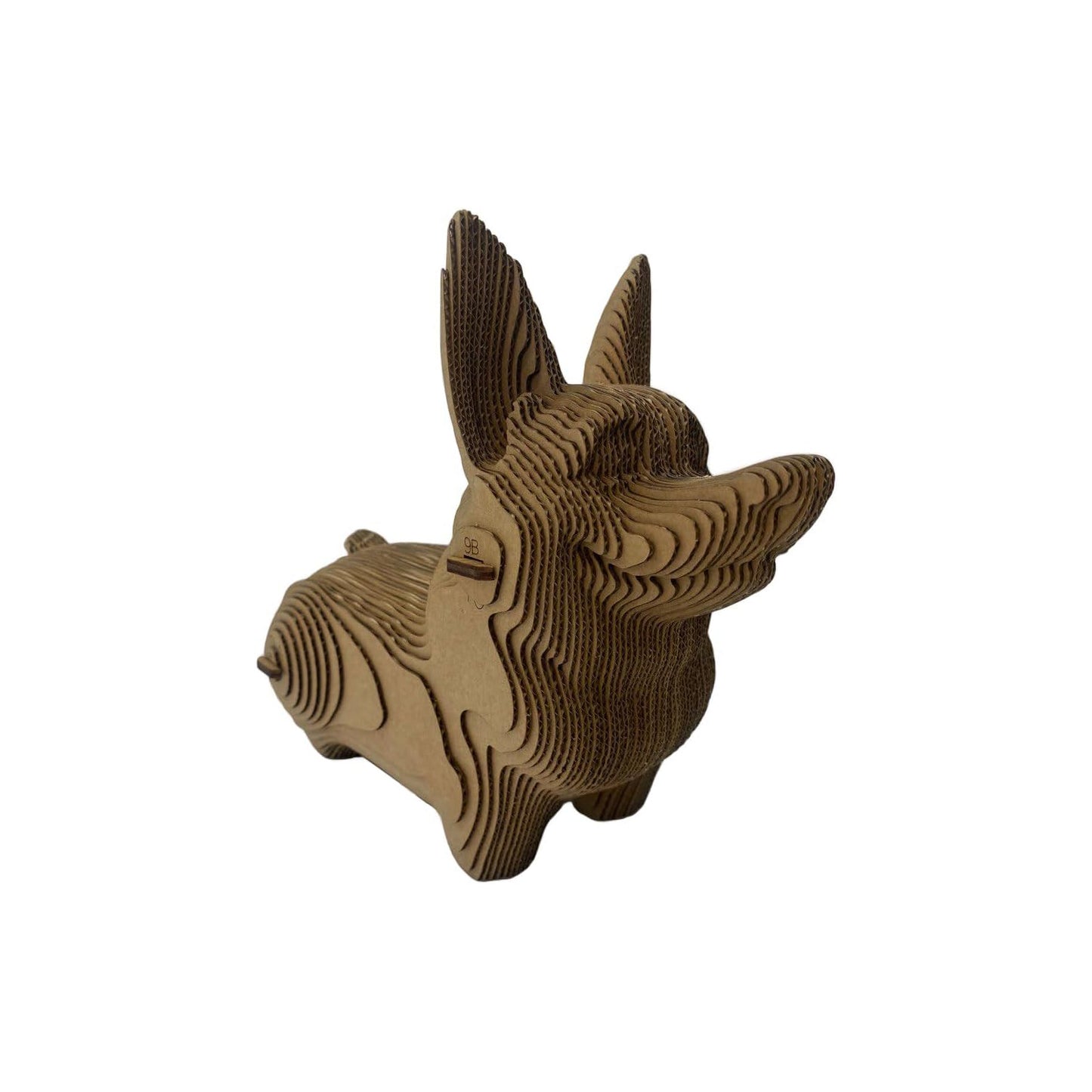 3D-huvudskulptur gjord av wellpapp - Corgi