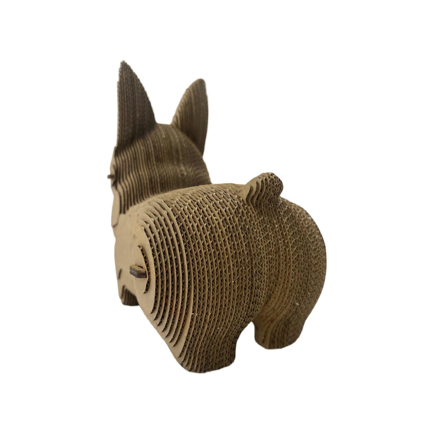 3D-huvudskulptur gjord av wellpapp - Corgi