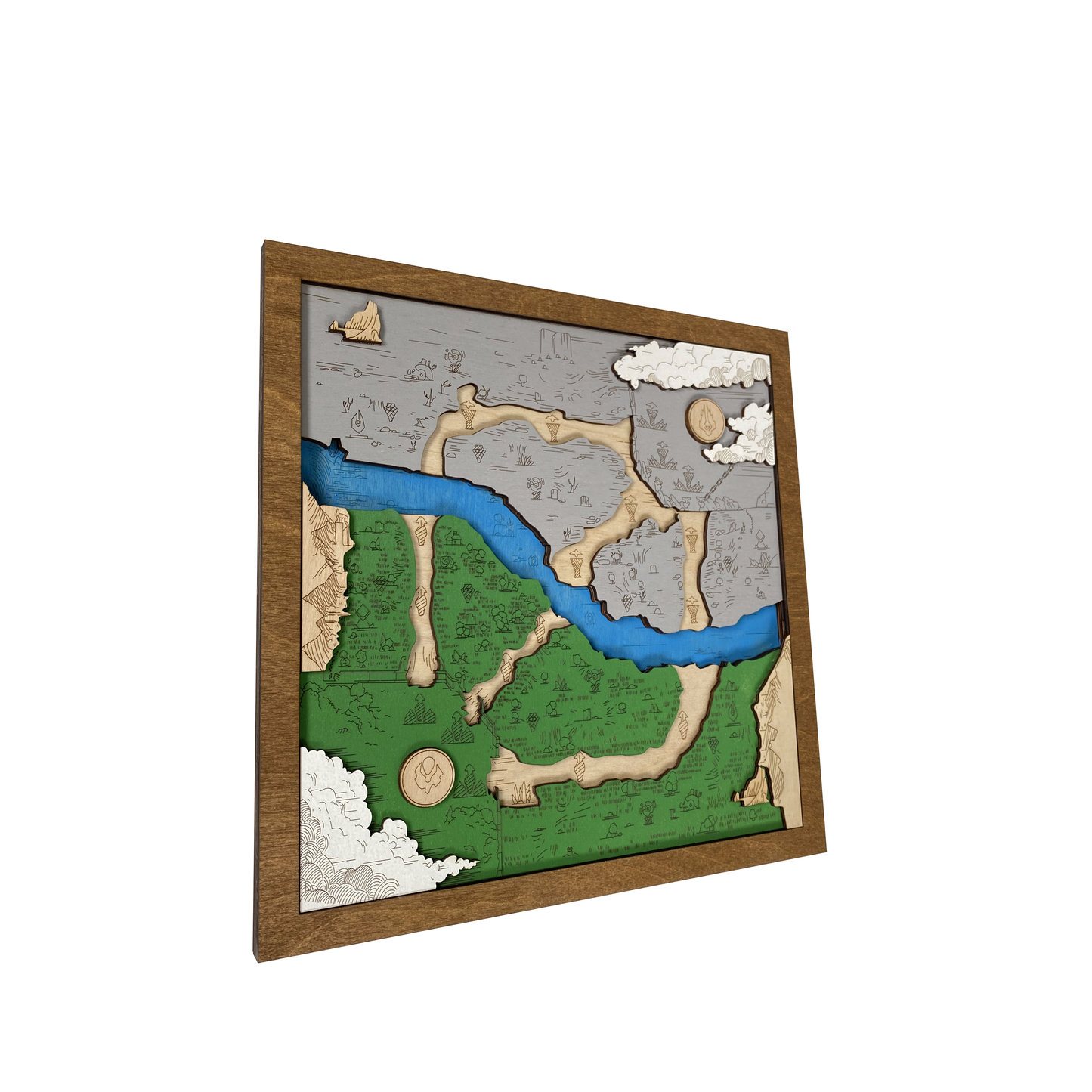 Wooden map for fans of Dota 2 game