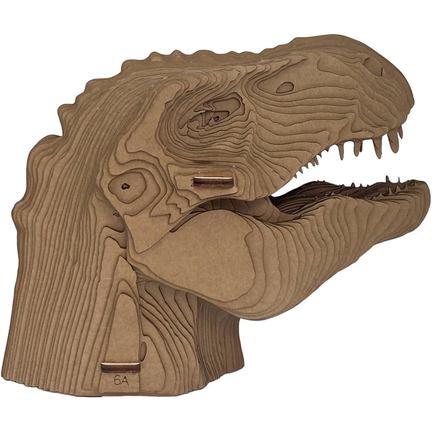 3D head sculpture made of corrugated cardboard - dinosaur T-rex