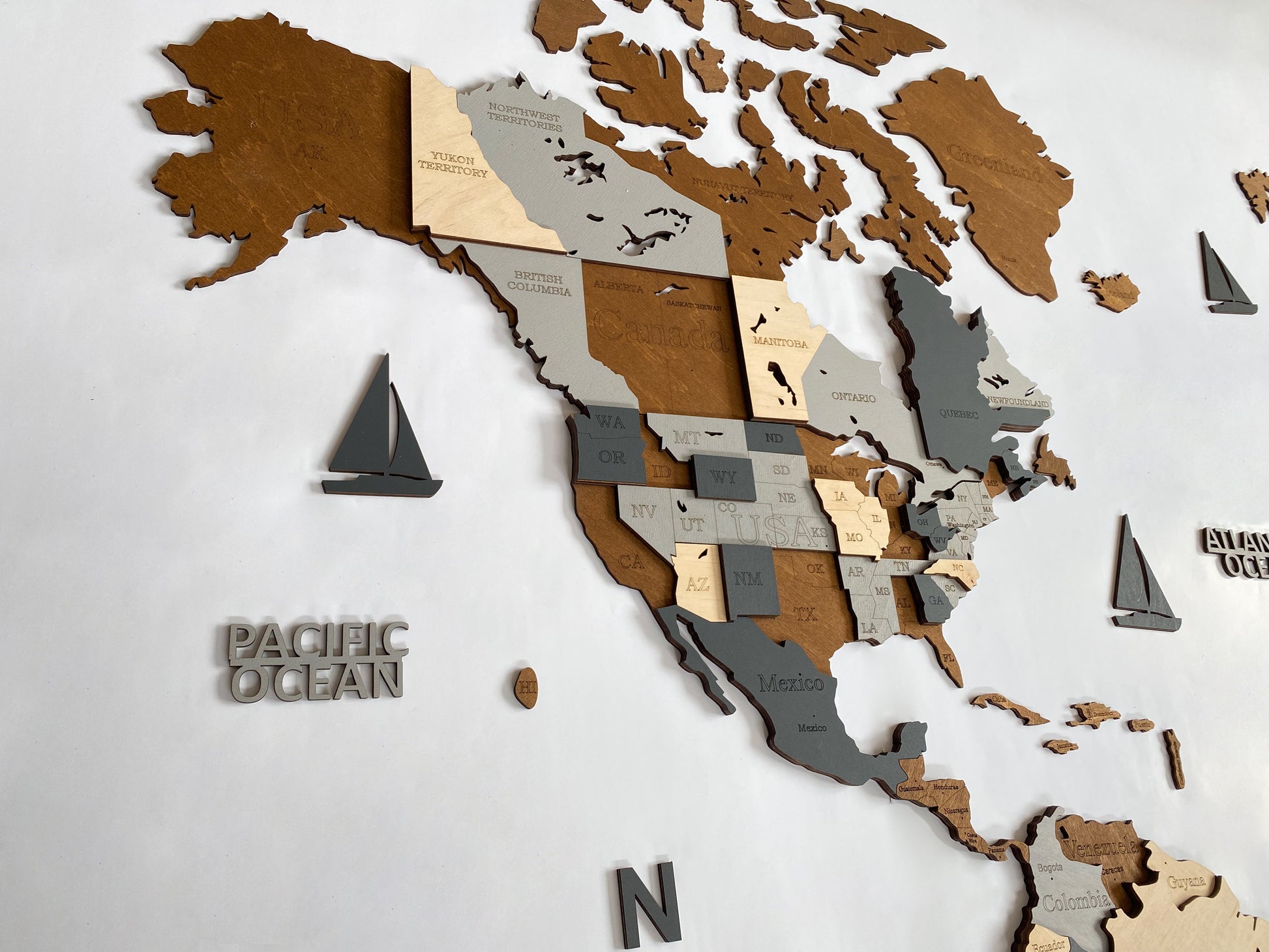 Carte du Canada en bois, carte du Canada 3D, carte du Canada en bois 3D,  carte
