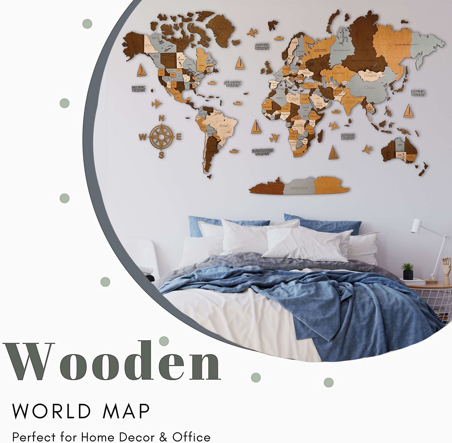 3D LED WOODEN WORLD MAP “SAHARA”