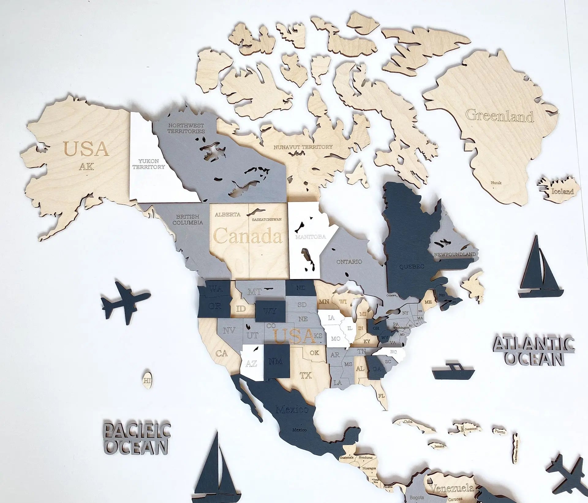 3D WOODEN WORLD MAP "EBONY" WoodLeo