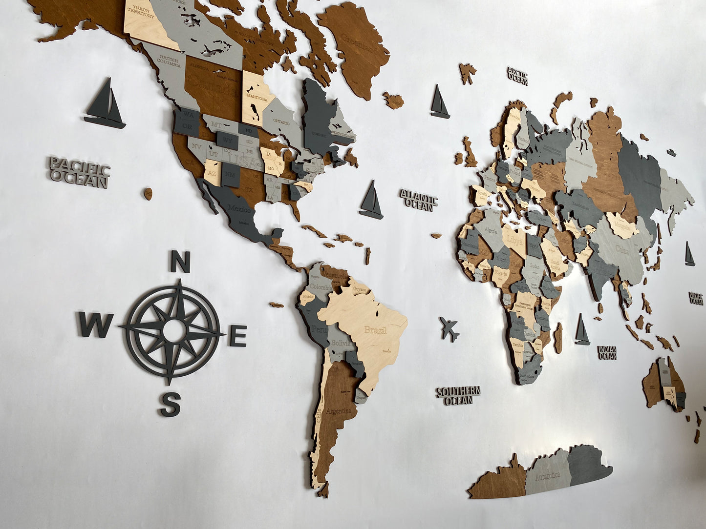 CARTE DU MONDE 3D EN BOIS "CIEL"