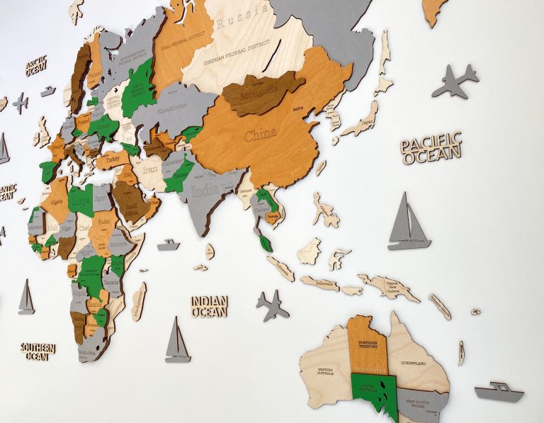 CARTE DU MONDE EN BOIS LED 3D "OASIS"