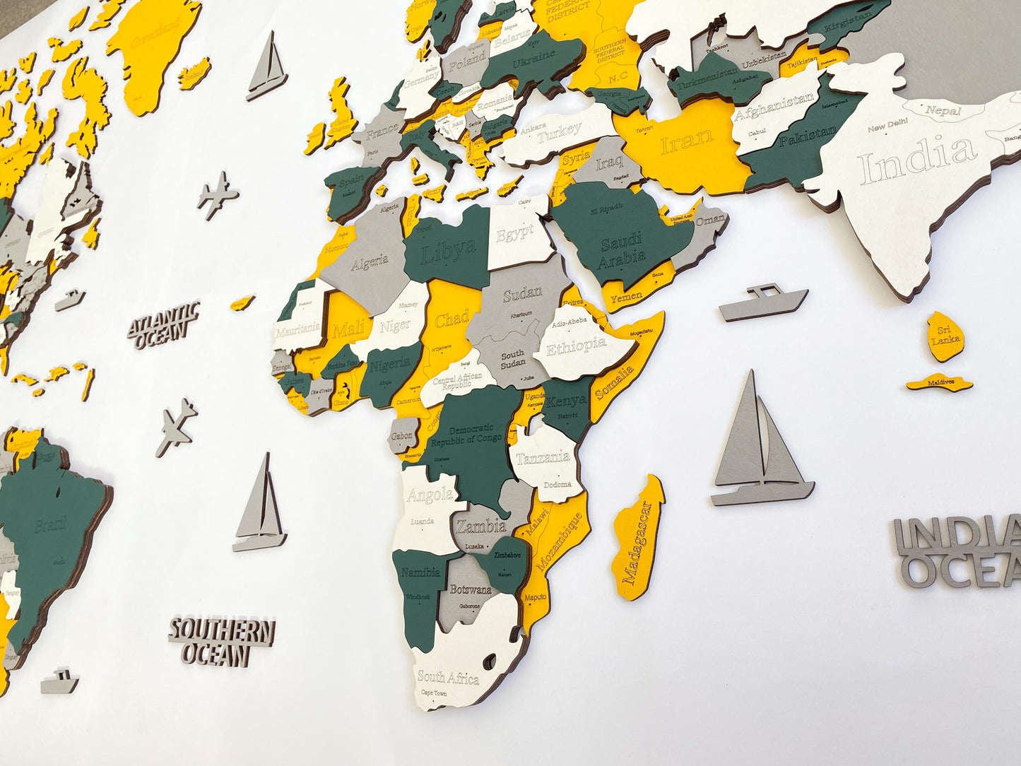 3D 나무 세계 벽 지도