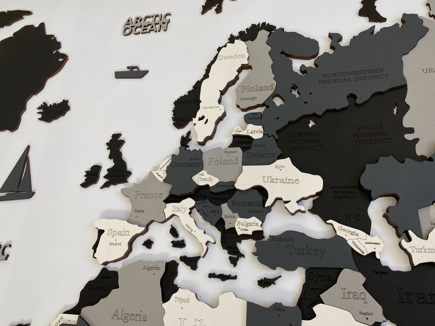 3D LED MAPA DEL MUNDO DE MADERA "NOCHE"