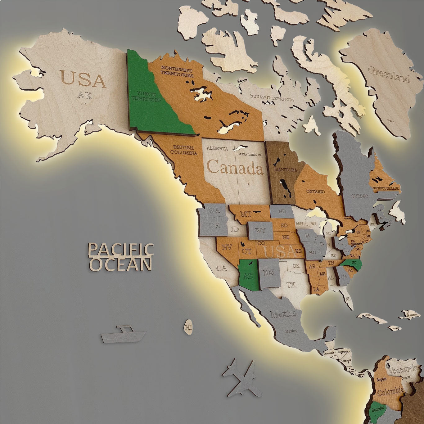 3D LED MAPA DEL MUNDO DE MADERA "OASIS"