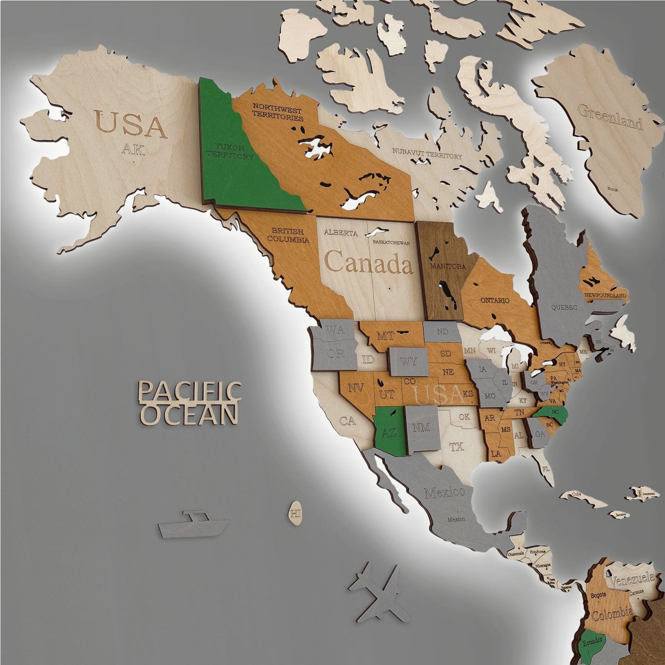 3D LED MAPA DEL MUNDO DE MADERA "OASIS"